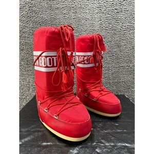 Moon Boot Icon Retro Water-Repellent Nylon Pull On Boots Red Womens 8/9.5 US